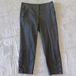 Trina Turk Sz 8 Pants Ankle Slim Straight Leg‎ Pin Stripe Gray Career Academia